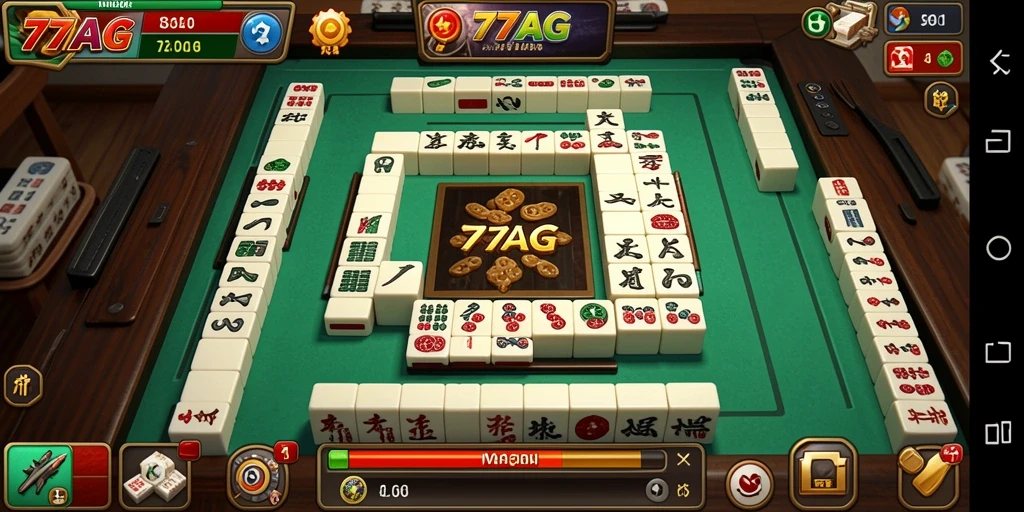 Tampilan gameplay Mahjong yang seru dan menantang di 77AG.