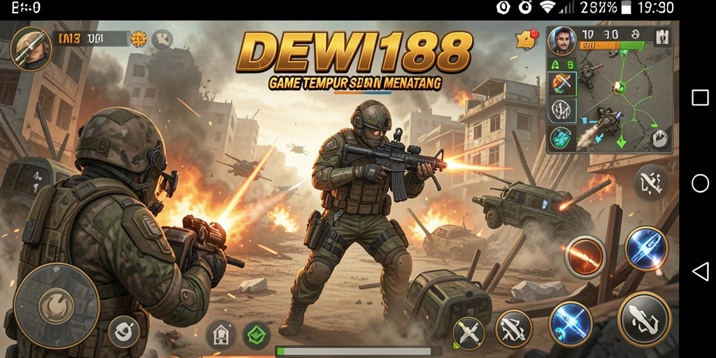 Screenshot DEWI188 menampilkan aksi seru dalam pertempuran TPS.