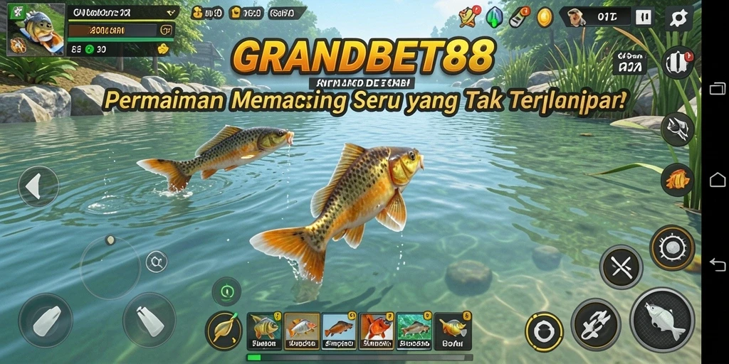 Tampilan menawan dari gameplay GRANDBET88 saat memancing.