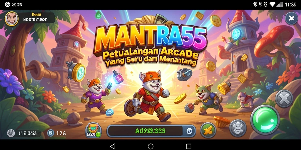 Tampilan gameplay seru dari MANTRA55 dengan rintangan Arcade.