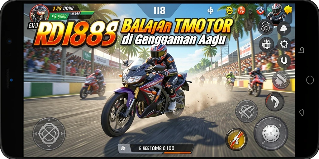Tampilan gameplay RDI88 yang seru dan mendebarkan dalam balapan motor.