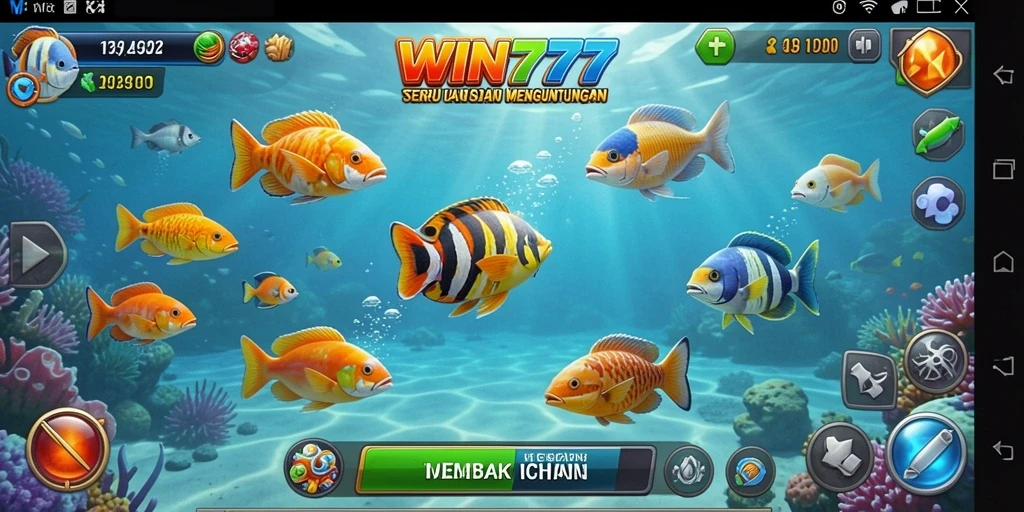 Screenshot utama WIN777 menampilkan aksi menembak ikan yang seru.