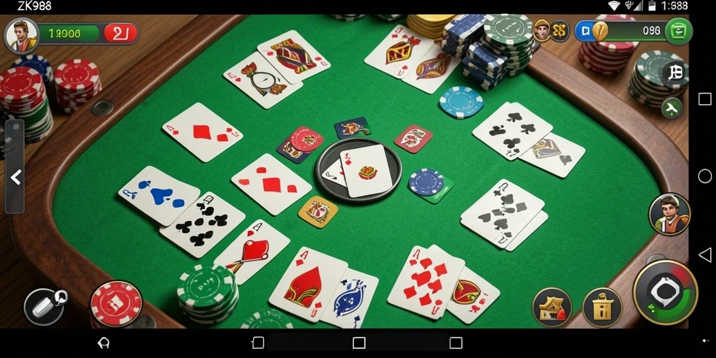 Tampilan gameplay ZK988 dengan suasana seru permainan Gaple.